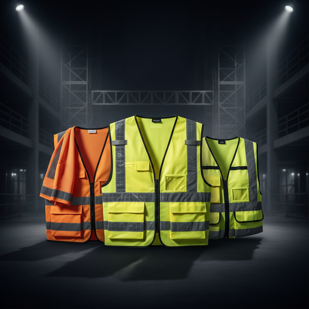 JKSafety Class 2 Hi-Visibility Safety Vests — neon yellow, orange, and lime green with reflective strips