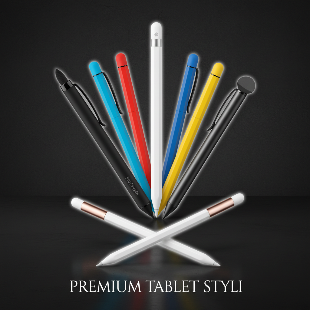 Tablet stylus pens collection — Apple Pencil and compatible stylus options for iPad and tablets