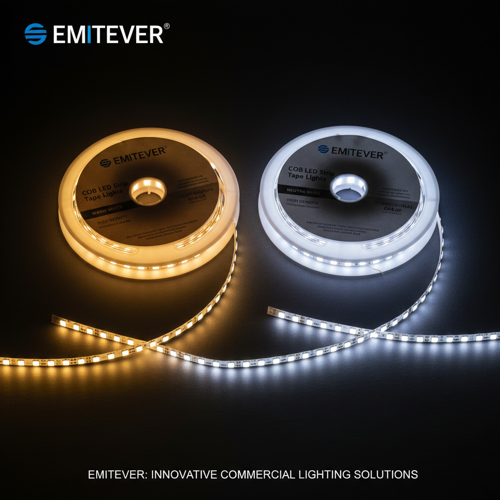 EMITEVER COB LED strip tape lights warm white and neutral white high density spool