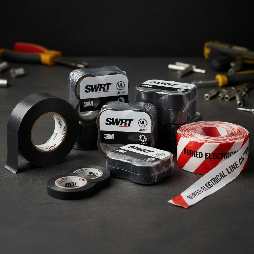 Electrical tape collection — black vinyl multi-packs and buried electrical line caution tape