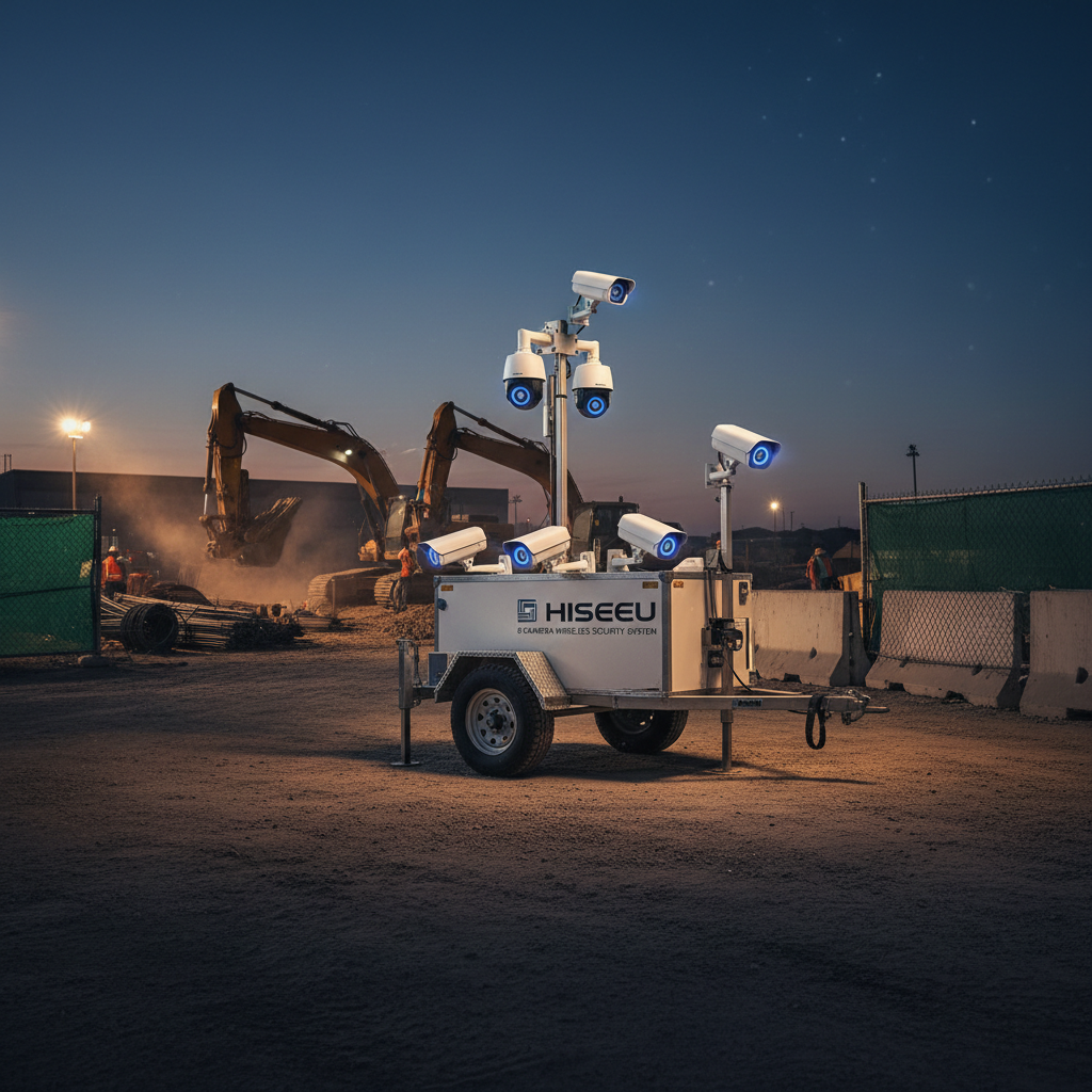 Hiseeu 8-camera wireless security system installed on construction job site
