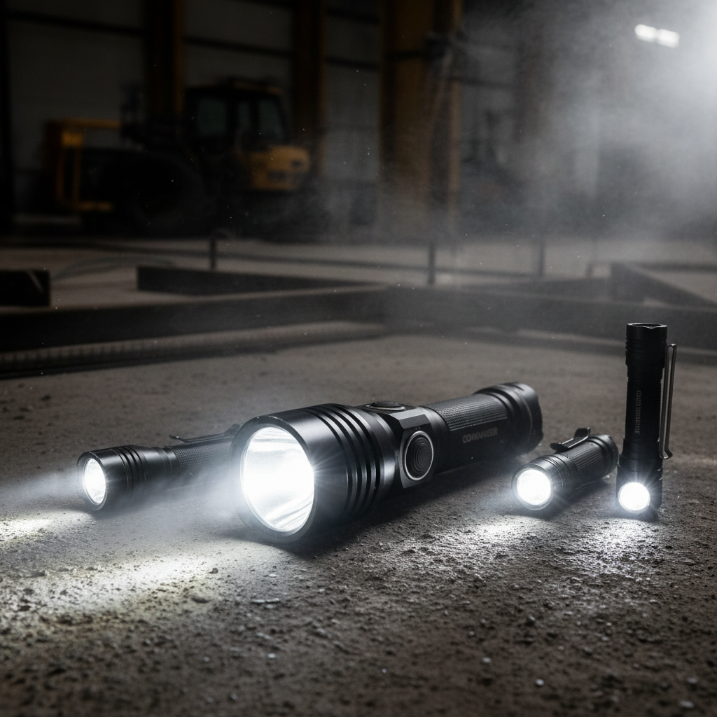 Heavy duty tactical LED flashlights for job site security and night work